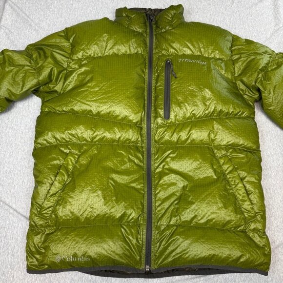 Columbia Titanium 700 Down Reversible Puffer Green Brown Jacket Men's Size L - Picture 4 of 16